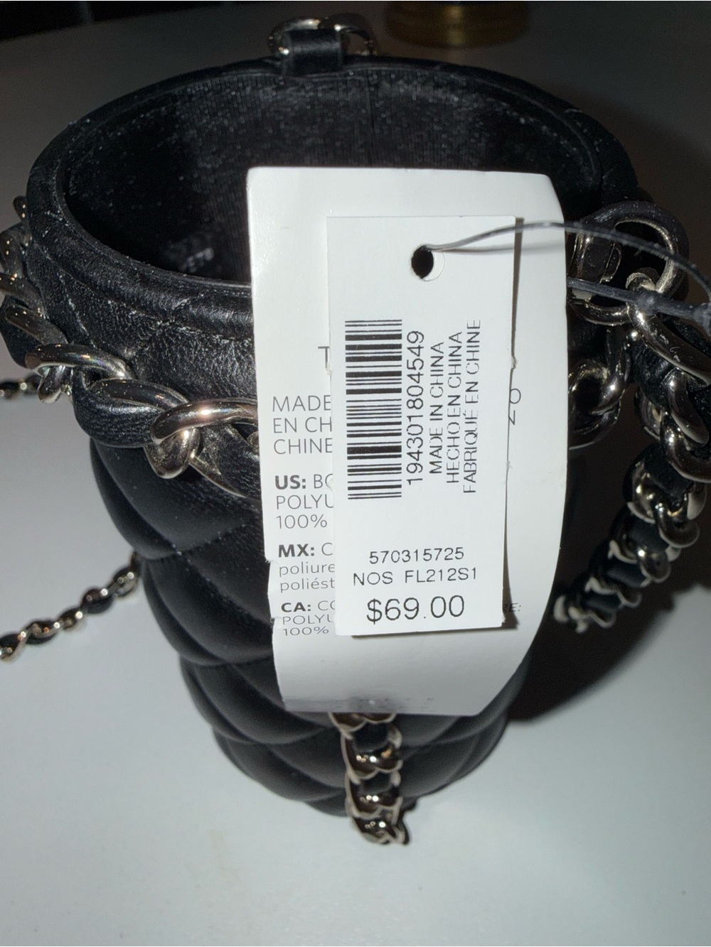 White House Black Market Quilted Faux Leather Chain Bottle Holder - Picture 3 of 4